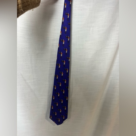 RARE vintage Ralph Lauren 100% silk handmade tie horses and jockeys in purple - Picture 8 of 8